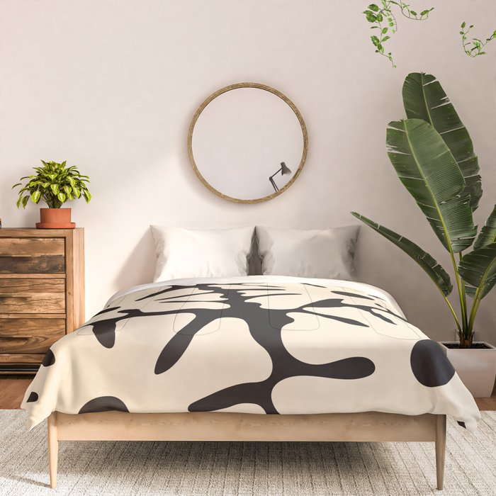 Mid-Century Flowers in Black & White Comforter Gallery Image 3