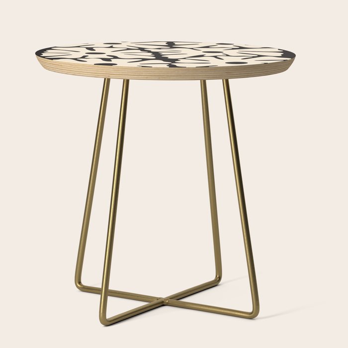 Mid-Century Flowers in Black & White Side Table Gallery Image 1