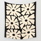 Mid-Century Flowers in Black & White Wall Tapestry Gallery Image 4