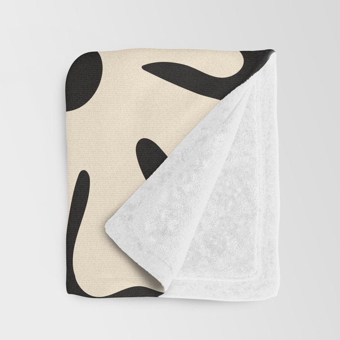 Mid-Century Flowers in Black & White Throw Blanket Gallery Image 3