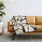 Mid-Century Flowers in Black & White Throw Blanket Gallery Image 1