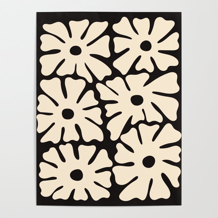 Mid-Century Flowers in Black & White Poster Gallery Image 1