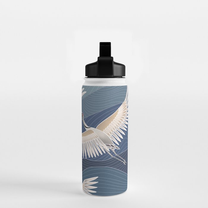 cranes, asian style art Water Bottle Gallery Image 2