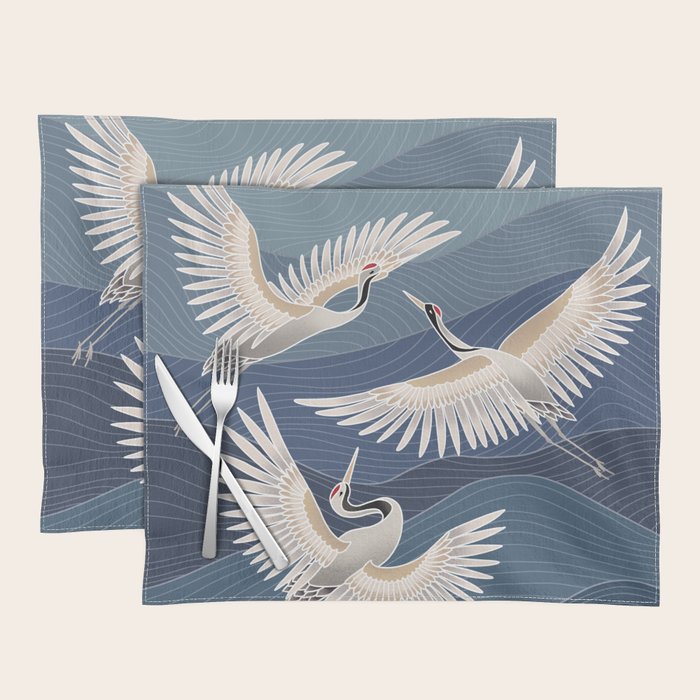 cranes, asian style art Placemat Gallery Image 1