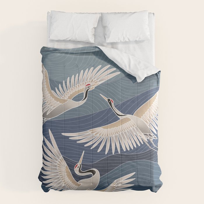 cranes, asian style art Comforter Gallery Image 1