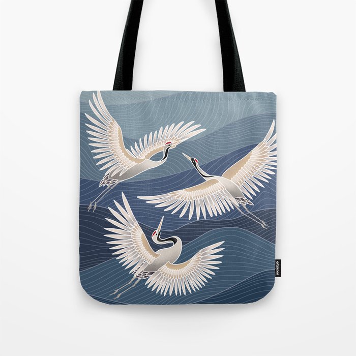 cranes, asian style art Tote Bag Gallery Image 1