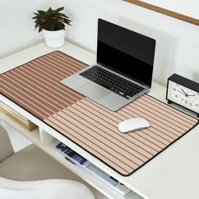 Color Block Lines XLII Coffee Creme Desk Mat Gallery Image 2