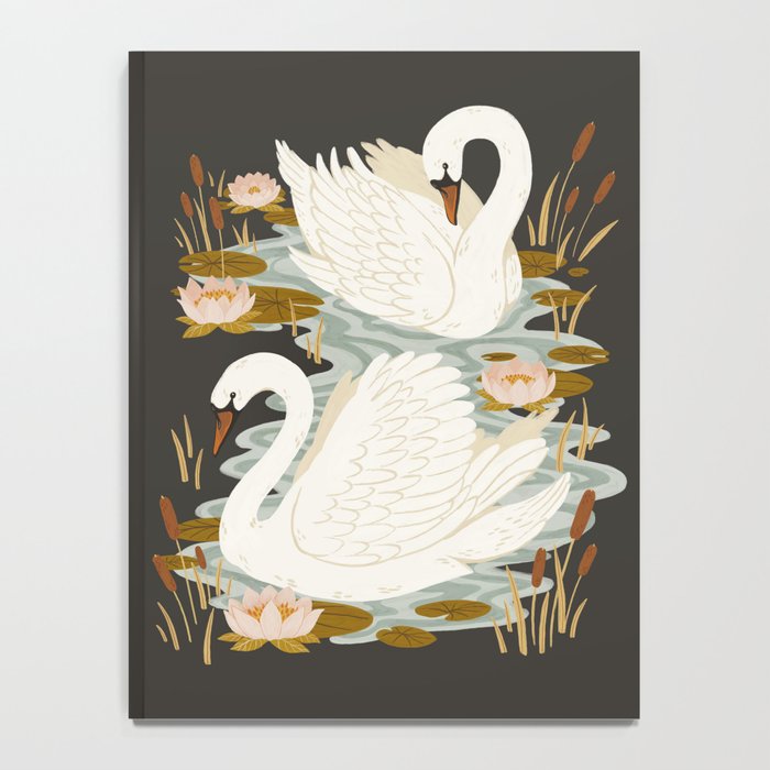 Swan Dance - Charcoal Black Background Notebook Gallery Image 4
