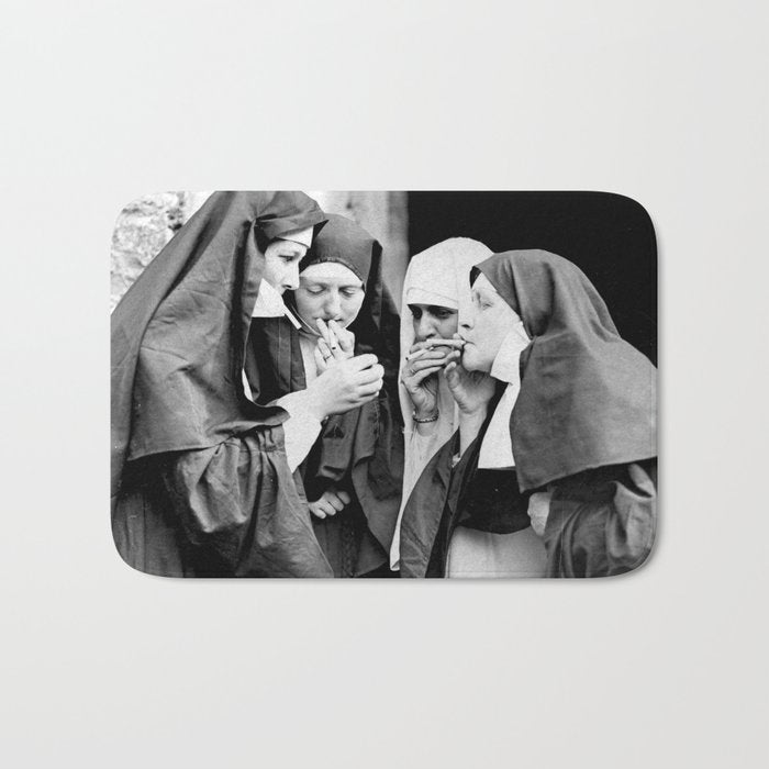 Smoking Nuns Vintage Photo -Smoking Nuns Bath Mat Gallery Image 1