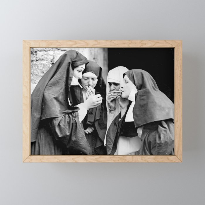 Smoking Nuns Vintage Photo -Smoking Nuns Mini Art Print Gallery Image 1
