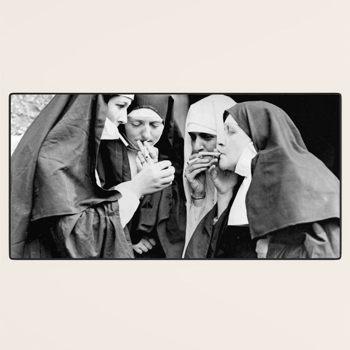 Smoking Nuns Vintage Photo -Smoking Nuns Desk Mat Gallery Image 3
