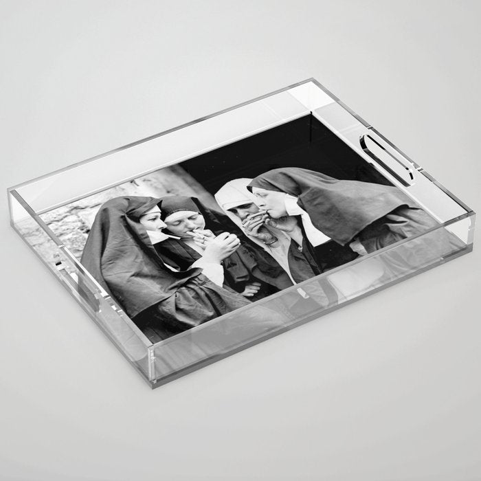 Smoking Nuns Vintage Photo -Smoking Nuns Acrylic Tray Gallery Image 1