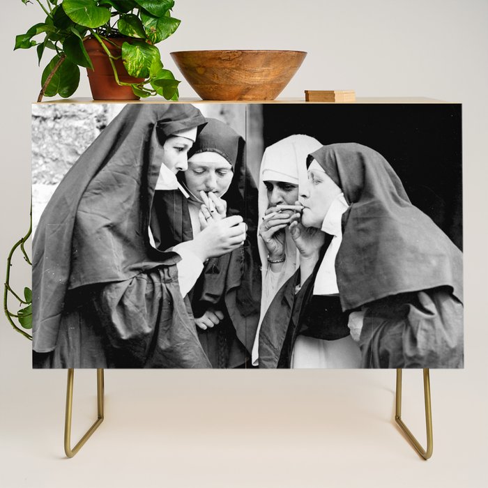 Smoking Nuns Vintage Photo -Smoking Nuns Credenza Gallery Image 1
