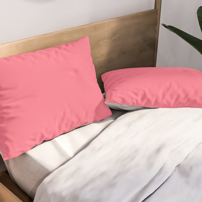 Bright Watermelon Pink Solid Colour  Pillow Sham Gallery Image 2