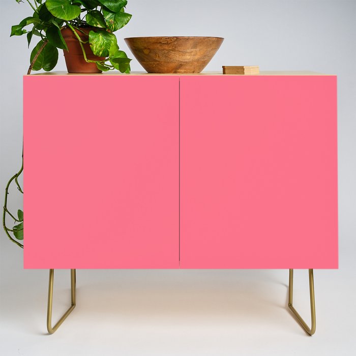 Bright Watermelon Pink Solid Colour  Credenza Gallery Image 1