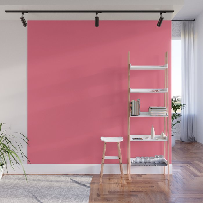Bright Watermelon Pink Solid Colour  Wall Mural Gallery Image 1