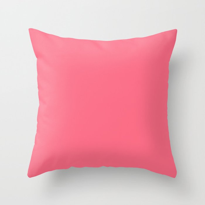 Bright Watermelon Pink Solid Colour  Throw Pillow Gallery Image 1