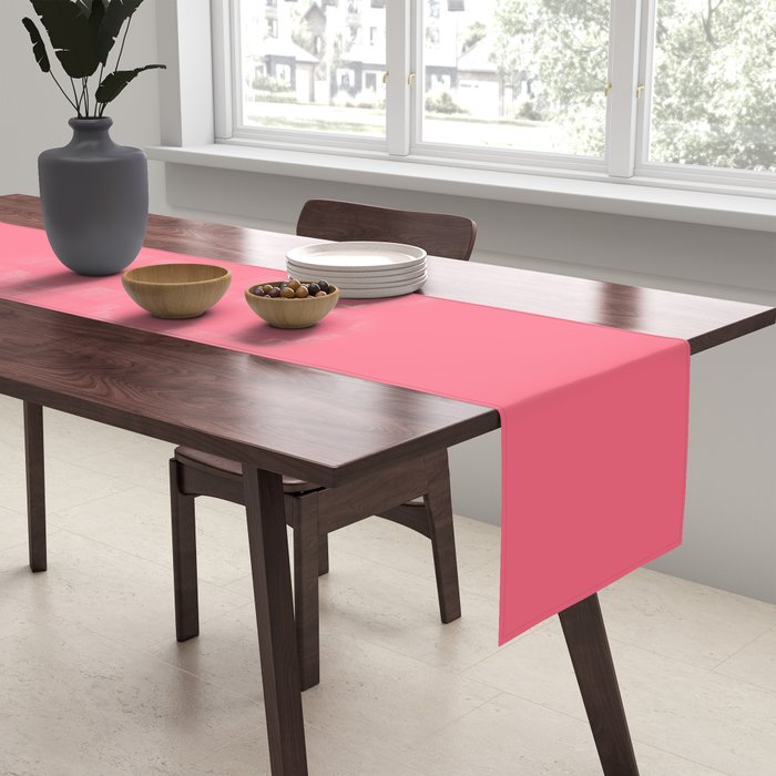 Bright Watermelon Pink Solid Colour  Table Runner Gallery Image 2