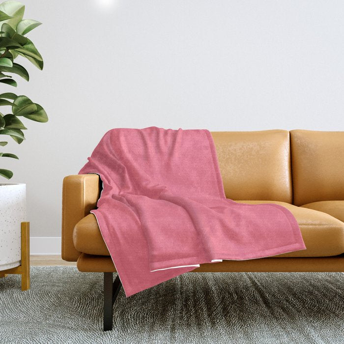 Bright Watermelon Pink Solid Colour  Throw Blanket Gallery Image 1