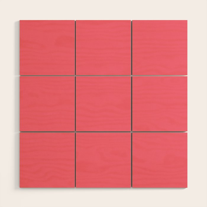 Bright Watermelon Pink Solid Colour  Wood Wall Art Gallery Image 1