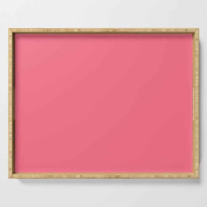 Bright Watermelon Pink Solid Colour  Serving Tray Gallery Image 1