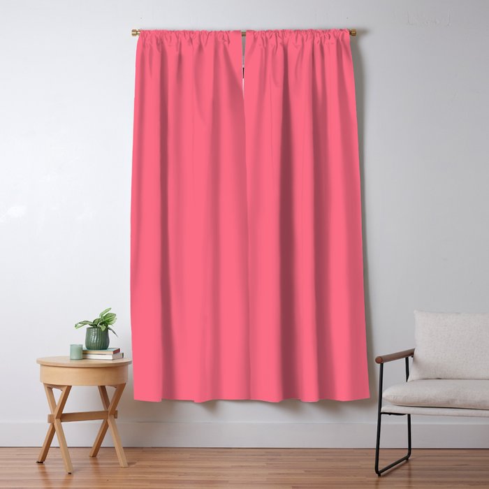 Bright Watermelon Pink Solid Colour  Window Curtain Gallery Image 5