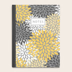 Modern Elegant Chic Floral Pattern, Soft Yellow, Gray, White Notebook Gallery Image 4