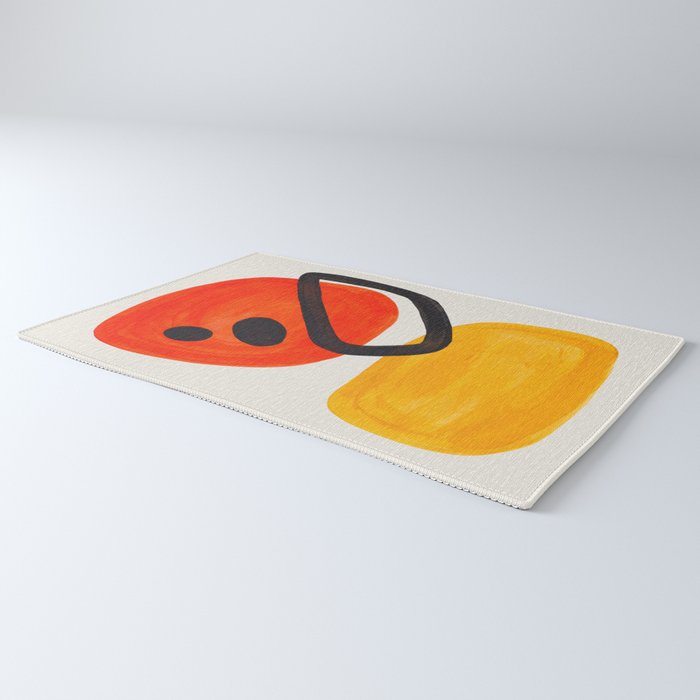 Colorful Mid Century Modern Abstract Fun Shapes Patterns Space Age Orange Yellow Orbit Bubbles Rug Gallery Image 3