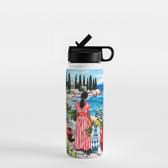 Red Dress by the Sea Water Bottle Gallery Image 1