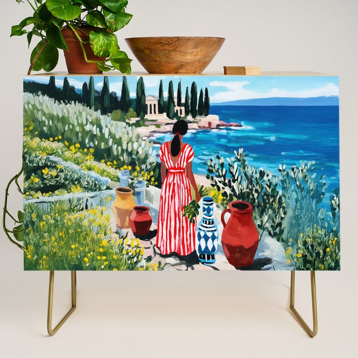 Red Dress by the Sea Credenza Gallery Image 1