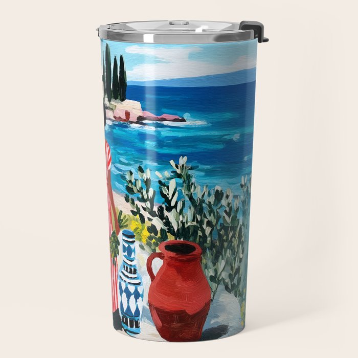 Red Dress by the Sea Travel Mug Gallery Image 2