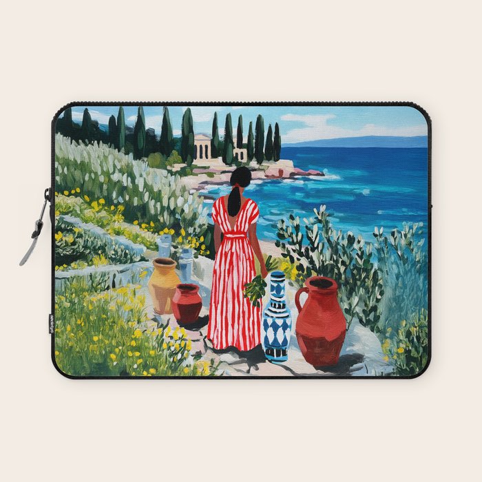Red Dress by the Sea Laptop Sleeve Gallery Image 1