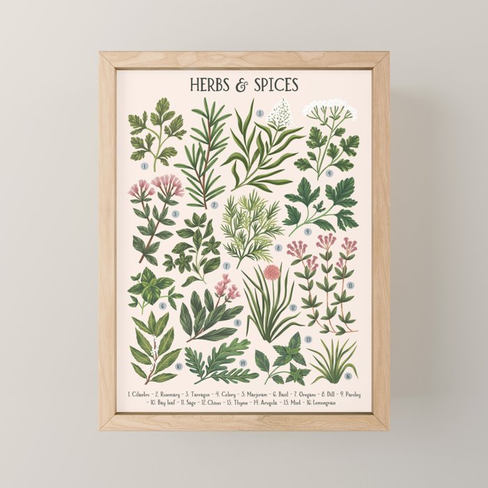 Herbs & Spices - beige Mini Art Print Gallery Image 1