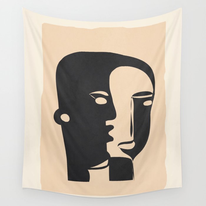 Pair of the Abstract Masks 08 Wall Tapestry Gallery Image 1