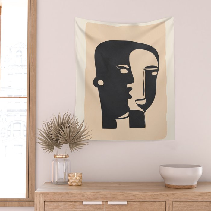 Pair of the Abstract Masks 08 Wall Tapestry Gallery Image 2