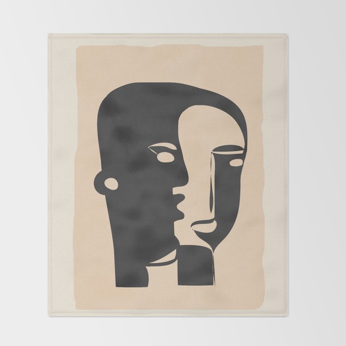 Pair of the Abstract Masks 08 Throw Blanket Gallery Image 2