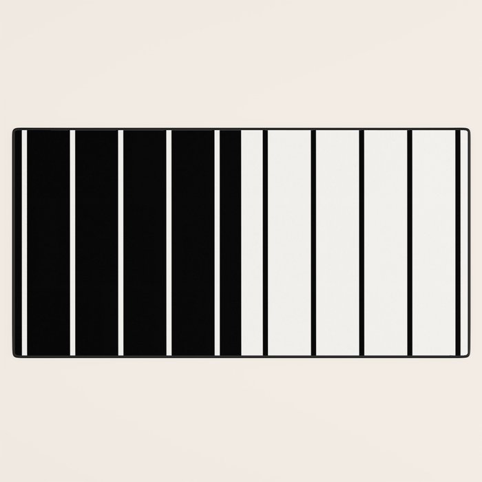 Two Tone Stripes - Black and White Desk Mat Gallery Image 3
