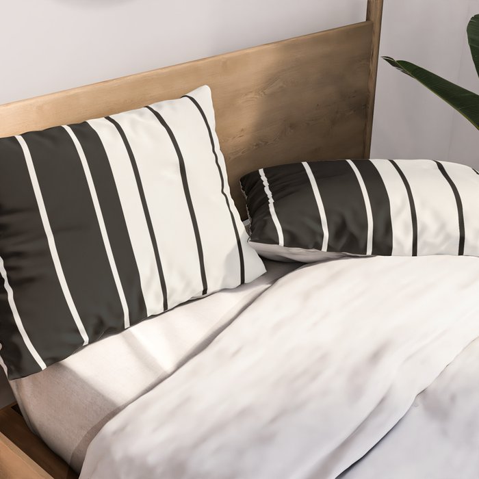 Two Tone Stripes - Black and White Pillow Sham Gallery Image 2