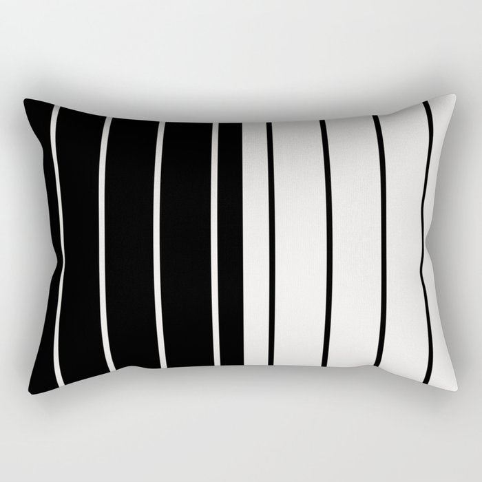 Two Tone Stripes - Black and White Rectangular Pillow Gallery Image 1