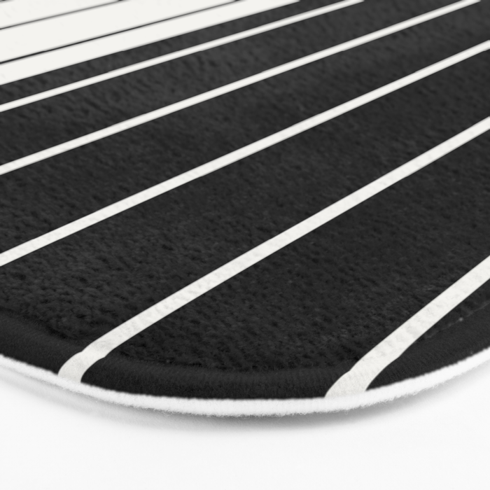 Two Tone Stripes - Black and White Bath Mat Gallery Image 3