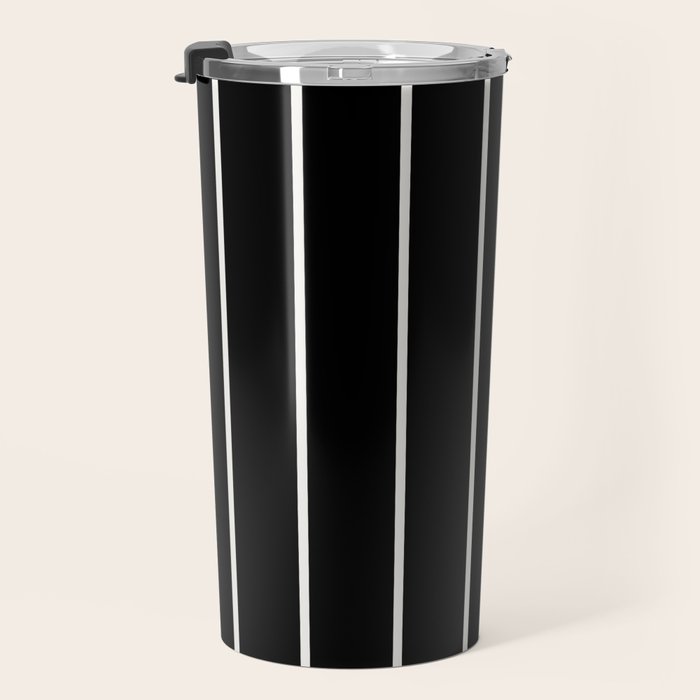 Two Tone Stripes - Black and White Travel Mug Gallery Image 3