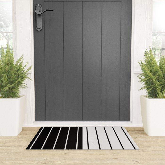 Two Tone Stripes - Black and White Welcome Mat Gallery Image 3