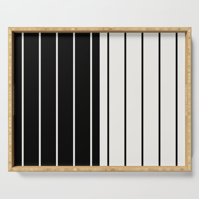 Two Tone Stripes - Black and White Serving Tray Gallery Image 1