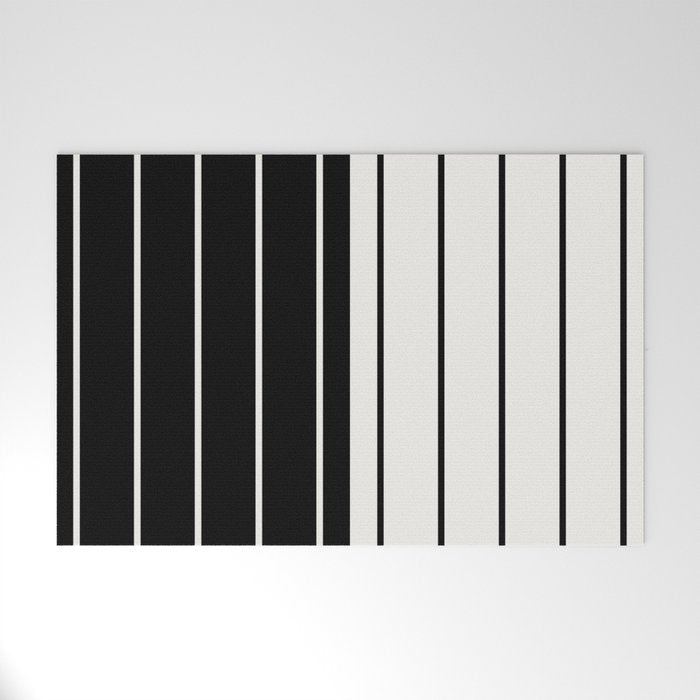 Two Tone Stripes - Black and White Welcome Mat Gallery Image 1