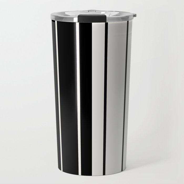 Two Tone Stripes - Black and White Travel Mug Gallery Image 1