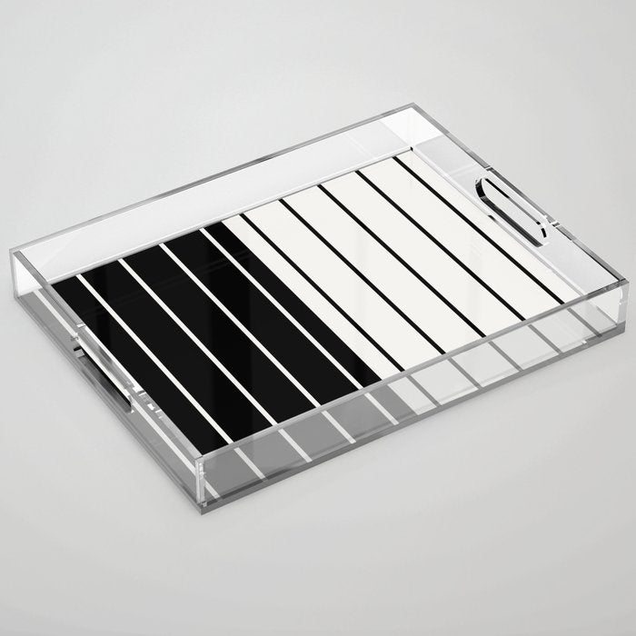 Two Tone Stripes - Black and White Acrylic Tray Gallery Image 1