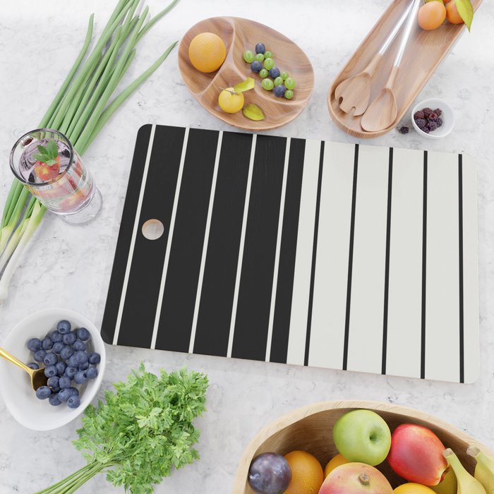 Two Tone Stripes - Black and White Cutting Board Gallery Image 2