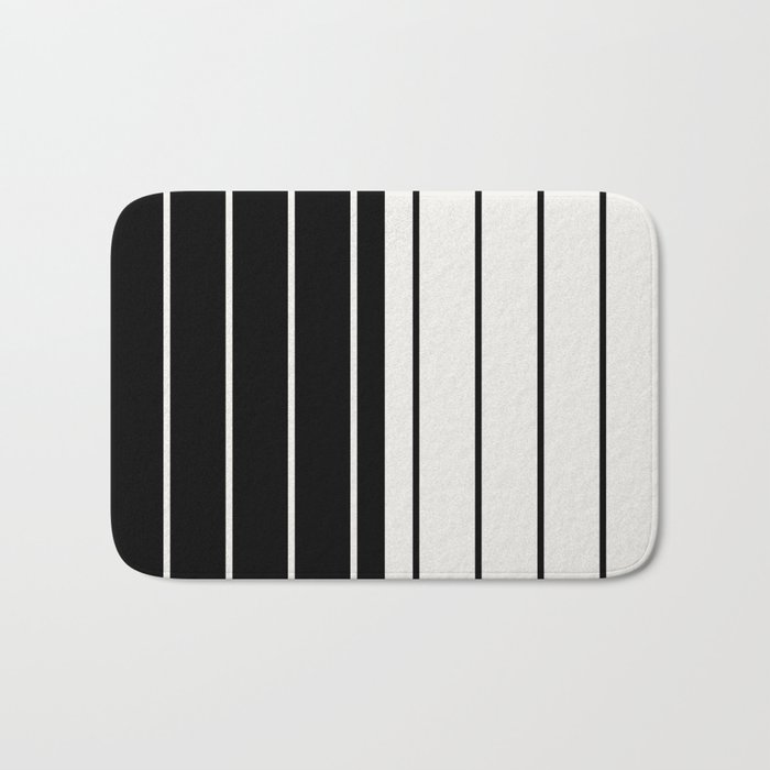 Two Tone Stripes - Black and White Bath Mat Gallery Image 1