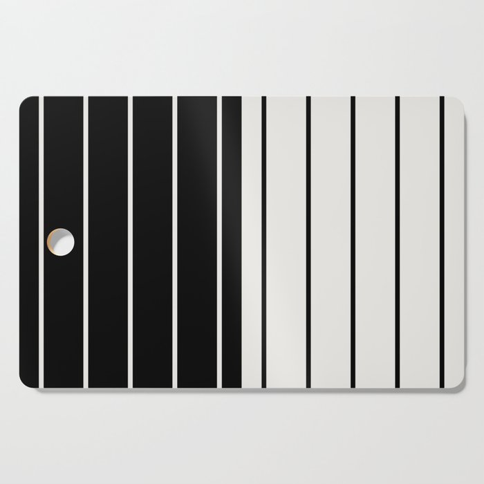 Two Tone Stripes - Black and White Cutting Board Gallery Image 1