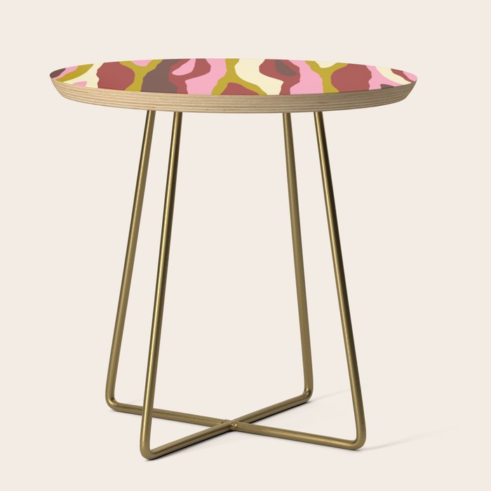 Vivid Eclectic Wild Stripes Abstract Pattern Pink Brown Chartreuse Side Table Gallery Image 1
